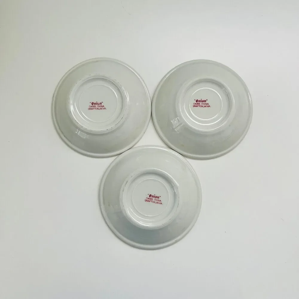 CARR CHINA Red Onion Saucers, Set of 3
